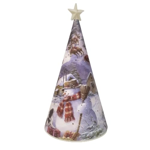 Divas World Christmas LED Light Up Cone Xmas Snowman Decoration Tree Party Décor Table Lamp Holiday Star Tabletop Novelty Ornaments Warm Winter Glow (Snowman)