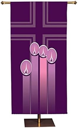 Polyester Advent Candle Christmas Worship Banner, 5 Foot