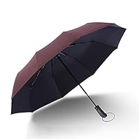 ERGOUZI Automatic Umbrella Folding Open Large Double Windproof Men and Women Reinforced Rain and Rain Dual-Use Student Sun Umbrella 10 Bones Automatically Have Vinyl - Wine Red