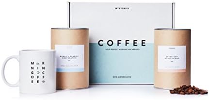 MistoBox Coffee Lovers Artisanal Whole Bean Coffee Beans & Mug Gift Box - Blue