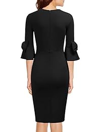 WOOSEA Vestido de mujer con mangas 3 4 y lazo