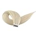 Moresoo Blonde Tape in Hair Extensions Human Hair Real Hair Extensions 40pcs Glam Seamless Tape Hair Extensions 16 Inch Solid Color #60 Platinum Blonde Adhesive Tape Hair for Women 100g