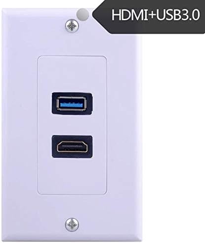 Halokny 1 Port HDMI + 1 Port USB3.0 Wall Face Plate Panel, 1 USB3.0+1 HDMI - Image 3
