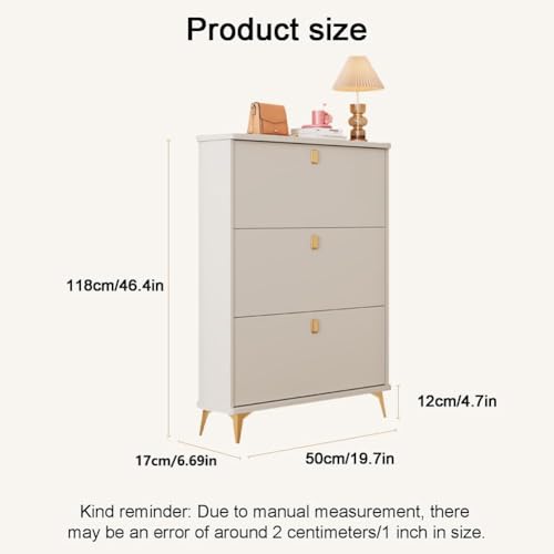 MOZOGOT Shoe Storage Cabinet with 3 Flip Drawers, Slim Modern Porch Shoe Storage Cabinet, Wooden Narrow Freestanding Shoe Rack Storage Organizer for Entryway (Snow White)