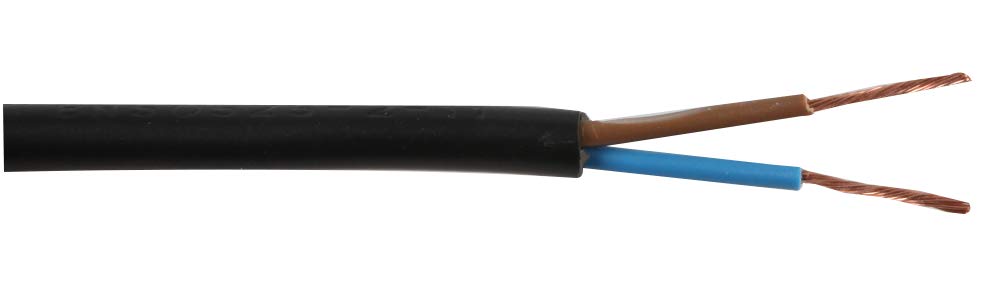 Pro Elec PEL01041 0.75 mm2 2182Y 2-Core mains Cable, 6A, Black, 50 m