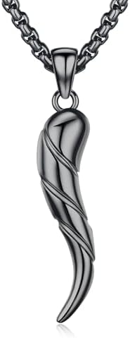 Amazon.com: Italian Red Horn Necklace - Silver Cornicello Pendant