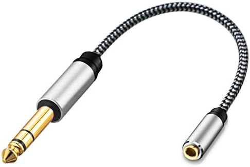 MORELECS3.5mm to 1/4 Adapter, 6.35mm 1/4" Male to 3.5mm 1/8" Female TRS Stereo Audio Cable, Nylon Braid Compatible for Amplifiers, Guitar, Piano, Home Theater Devices