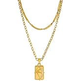 Gold Layered multy strand Necklaces for Women, 14K Gold Plated Dainty Chain Choker Necklace Stack Herringbone Necklaces for Gift