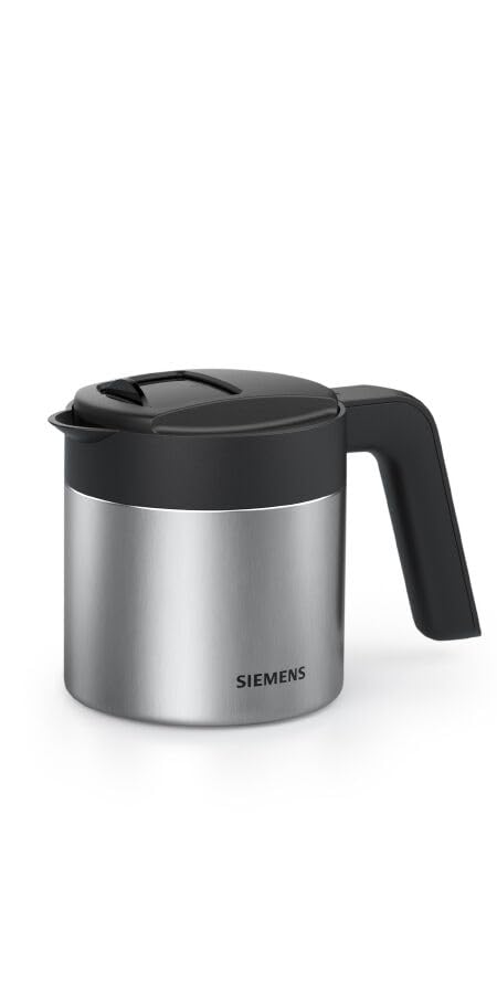 Siemens Thermo-Kaffeekanne TZ40001, direktes Brühen aus dem Kaffeevollautomaten, Warmhaltefunktion, Schiebedeckel, leicht zu reinigen, perfekt für EQ500, EQ700, EQ6 plus und EQ900, 1 L, Edelstahl 3