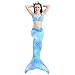 GALLDEALS 3pcs Swimmable Mermaid Tail Kids Girls Princess Bikini Set Swimsuit Swimwear, 3-12Years