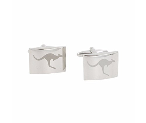 Silver Kangaroo Australian Cufflinks | Oz Skippy Cuff Links Aussie Gift for Him