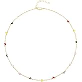 AulanRose Gold Necklace for Women,Anniversary Christmas Birthday Gifts for Wife Girlfriend,14K /18K Gold/White Gold/Rose Gold Hand Painted Colorful Hearts Necklaces Fashion Jewelry for Women