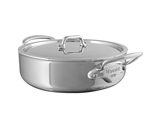 Click Here to See More Images Mauviel Made In France M'Cook 5 Ply Stainless Steel 5230.25 3.4-Quart Rondeau with Lid, Cast Stainless Steel Handle