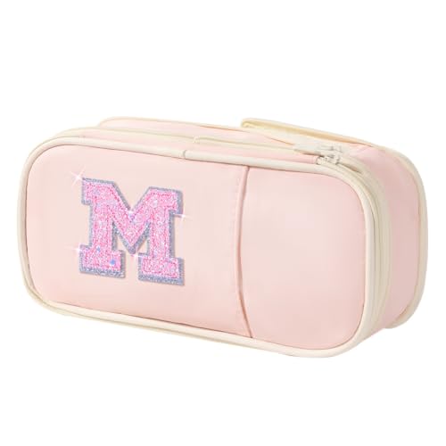 Janhavi Initial Large Capacity Premium Oxford Cute Aesthetic Pencil Case Pouch Bag Special School Supplies Colored Stationery Organizer Gifts for Girls, Women, Adults