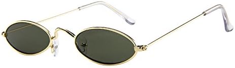 BOLANQ Fashion Mens Womens Retro Small Oval Sunglasses Metal Frame Shades Eyewear (F, Free Size)