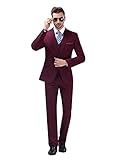 POSHAWN Men's Slim Fit Notch Lapel Two Piece Suit Set