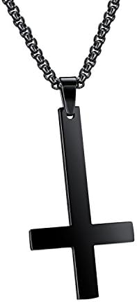 UMtradeStainless Steel Men Women Inverted Cross Necklace Cross of St. Peter Pendant Anti-Christ Upside Down Crucifix Charm