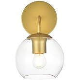 Living District Genesis 1-Light Iron & Glass Bath Sconce in Brass/Clear
