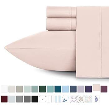 California Design Den 400 Thread Count 100% Cotton Sheet Set, Peachy Blush King Sheets 4 Piece Set, Long-Staple Combed Pure Natural Cotton Bedsheets, Soft & Silky Sateen Weave