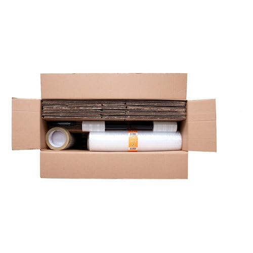 Kit Mudança Completo Caixas de Papelão Reforçadas Plástico Bolha Filme Stretch com Aplicador, Fita Adesiva e Caneta Permanente Embalagem para Mudança Proteção de Louças e Objetos Frágeis E-commerce