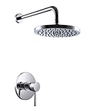 KES Bathroom Shower Faucet Set Single Handle Solid Brass Rough-in Concealed Valve with Stainless Steel Trim Wall Mount Shower Arm and 8-Inch Extra Large Fixed Showerhead 1/2-Inch IPS, Polished, X6200