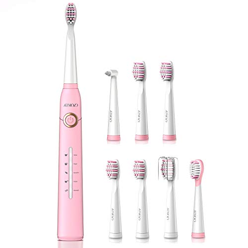 ATMOKO Electric Toothbrush with 8 Duponts Brush Heads, 5 Modes, 4 Hour