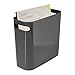 InterDesign Una Rectangular Trash Can with Handles, Waste Basket Garbage Can for Bathroom, Bedroom, Home Office, Dorm, College, 10-Inch, Charcoal Gray