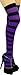 ToBeInStyle Women's Wide Vertical Striped Thigh Hi Stockings - One Size - Black w/Purple Stripes