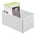 mDesign Plastic Stackable Household Storage Organizer Container Bin Box with Handles - for Media Consoles, Closets, Cabinets - Holds DVD's, Video Games, Gaming Accessories, Head Sets - Light Gray