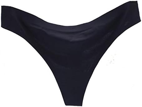 Anshinto Sexy Womens Invisible Underpants Briefs G-strings Thongs Ice Silk Seamless Crotch Underwear Daily Knickers (XL, Black)