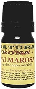 Palmarosa Essential Oil - 100% Pure Organic, Therapeutic Grade Cymbopogon martinii; 5ml Amber Glass Euro Dropper Bottle.