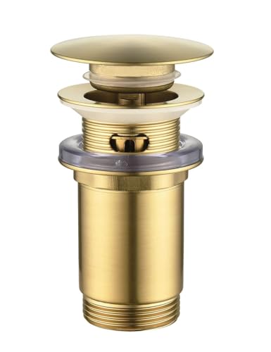 ONECE Universal Gold Drain Set Bathroom Sink Brass | Waste Plug with Overflow Suitable Pop-Up Valve with Filter for Bidet, Bathtub