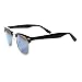 Premium Half Frame Horn Rimmed Sunglasses with Metal Rivets (Flash Mirror Series | Black/Sun)