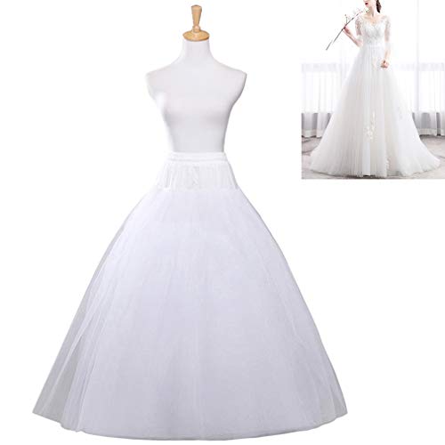 VeMee A-line Hoopless Petticoat Crinoline Underskirt Slips Floor Length for Bridal Wedding Dress - Thumbnail 2