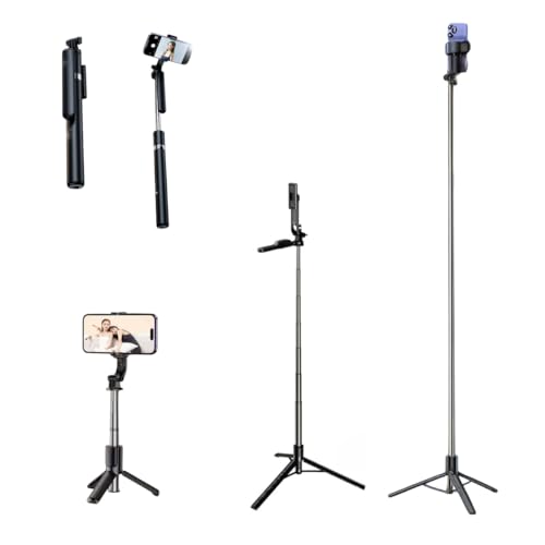 Tripé Bastão de Selfie 3 em 1 – Compacto e Extensível até 1,70 m de Altura, Controle Bluetooth, Rotação 360° – Para Gravações, Reels, TikTok, YouTube, iPhone e Android