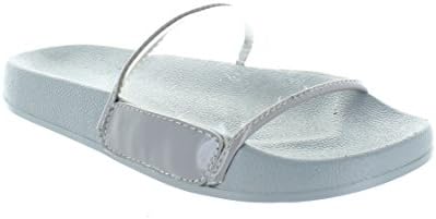 Urban Heels Women's Grey See Through Flip Flop Flat Slide Sandals 10 US