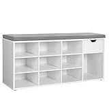 VASAGLE Shoe Bench, Storage Bench with Drawer and