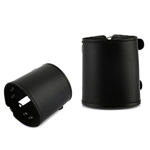 HZMAN Men s 2Pack Black Leather Cuff Bracelet, Leather Wrist Band Wristband Handcrafted Jewelry