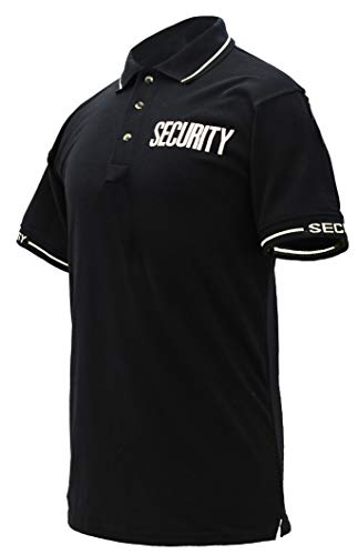 First Class Polycotton Security Polo Shirt (1XL, Black Collar W/White)
