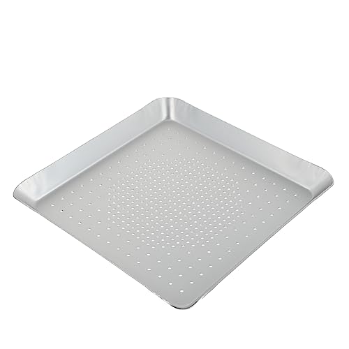 VALICLUD Alloy Perforated Pizza Baking Pan Square High Temperature Resistant Cheese and Cake Tray Multi Functional Home Oven Use Silver