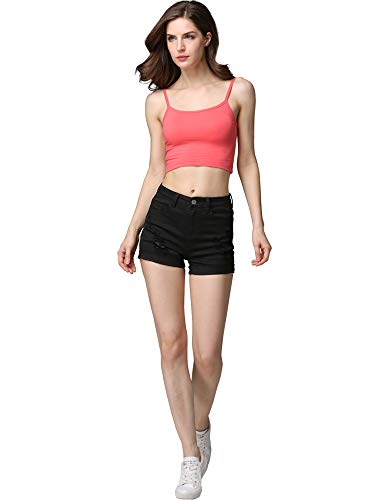 cunlin High Waist Denim Shorts for Women Ripped high Waisted Jeans Shorts Black L