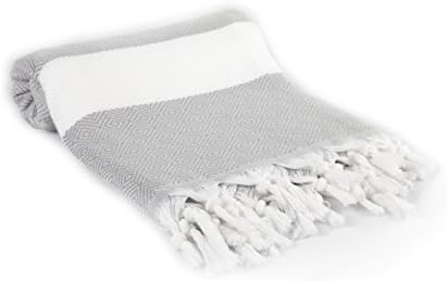 Turkish Cotton Diamond Weave Pestemal Bath Towel by My Hammam (Gray)