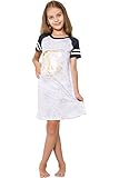 Harry Potter Big Girls' Hermione Granger 'Hogwarts Draco Gold Wizard Crest' Raglan Costume Pajama Nightgown, White, 14/16