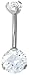 Forbidden Body Jewelry Surgical Steel Internally Threaded 2.5 Ct Solitaire CZ Clear Crystal Belly Button Ring