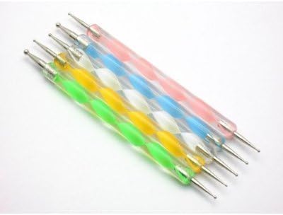 Dotting 5 X 2 Way Marbleizing Dotting Pen Set for Nail Art Manicure Pedicure, 4 Ounce by champper