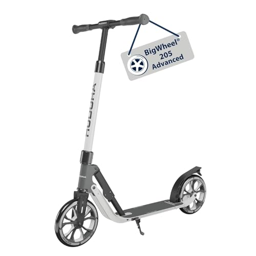 HUDORA BigWheel® 205 Advanced Scooter - Ash - Patinete de Aluminio cómodo para hasta 100 kg - Patinete Plegable y Ajustable en Altura - Scooter para niños/Adolescentes y Adultos
