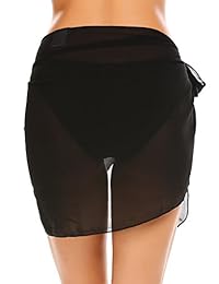 Ekouaer - Pareo corto de gasa transparente para mujer, para la playa, para cubrir el suelo, para bañarse, tallas S-3XL