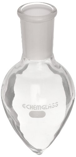 Chemglass CG-1554-02 Glass 100mL Pear Shaped Heavy Wall Flask, with 24/40 Standard Taper Outer Joint