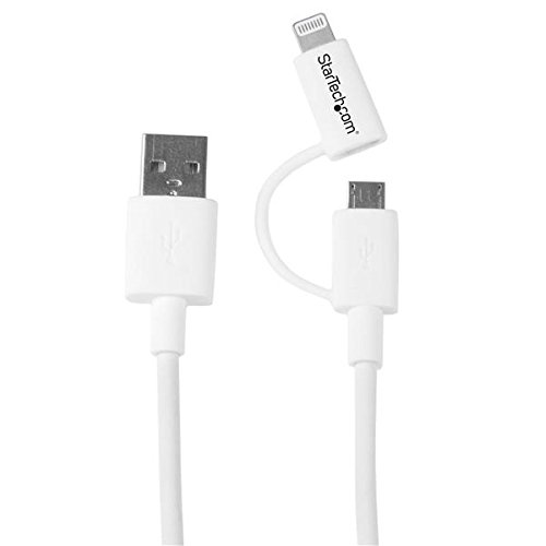 StarTech.com 3' Apple Lightning or Micro USB to USB Cable for iPhone/iPod/iPad, White (LTUB1MWH)