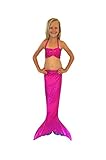 Handmade Mermaid Swimsuit Tail & Top for Swimming (Pink Mermaid Scales with matching top, Girls 6-8)